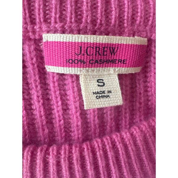 J. Crew Womens 100% Cashmere Ribbed Sweater S Pink Raglan Sleeve - Picture 2 of 7